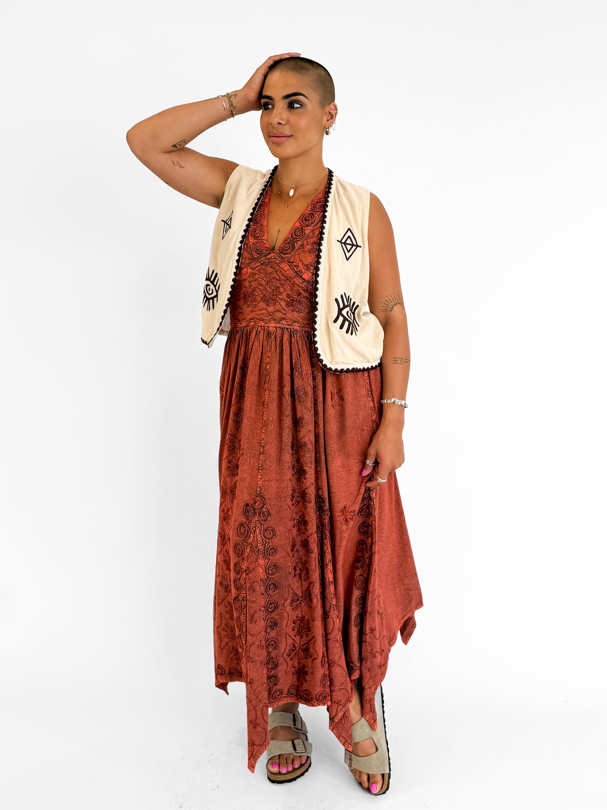 Sundara Stonewash Maxi Dress in Orange