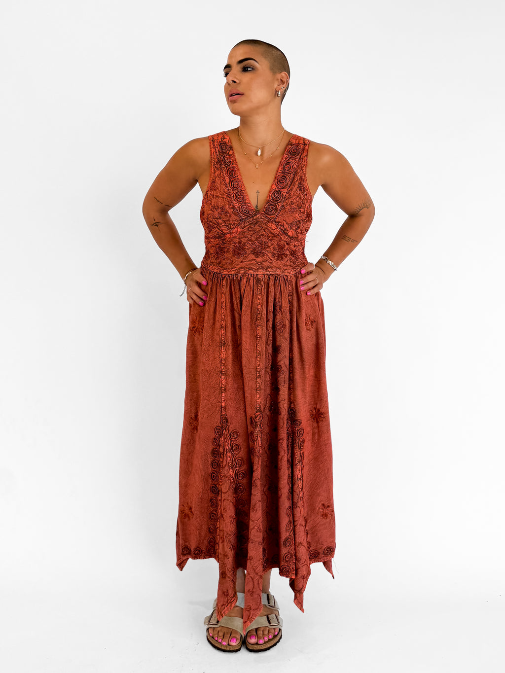 Sundara Stonewash Maxi Dress in Orange