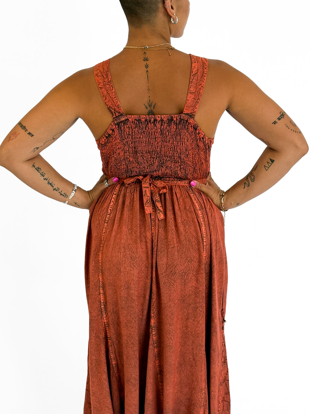 Sundara Stonewash Maxi Dress in Orange