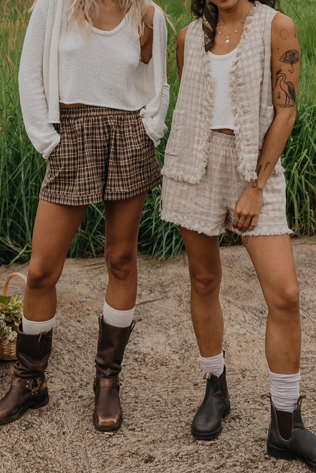 Ottway | Willow Green Checked Shorts
