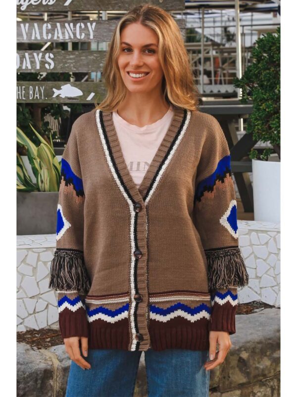 Desert Diamond Cardigan in Brown front