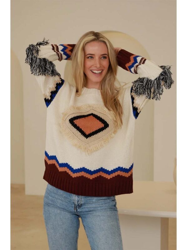 Desert Diamond Crew Knit front