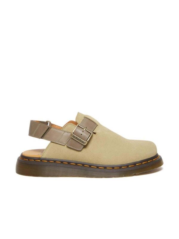 dr martens mule sandle jorge ii pale olive side view