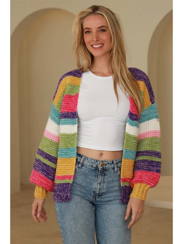 Multi Stripe Cardigan front